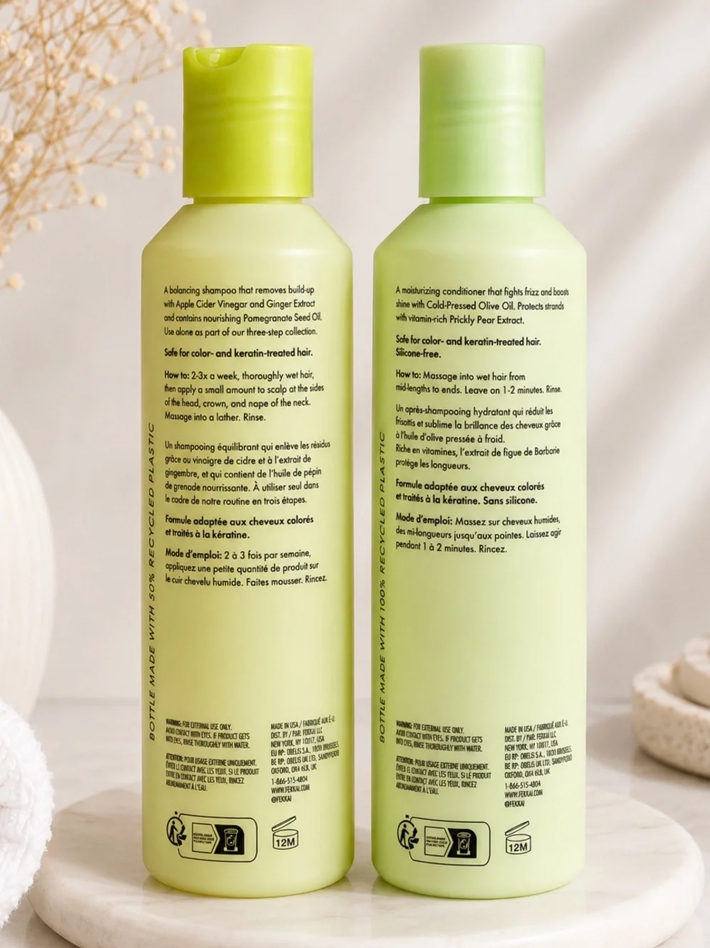 Fekkai Apple Cider Triple Cleanse Shampoo & Brilliant Gloss Conditioner Set NEW